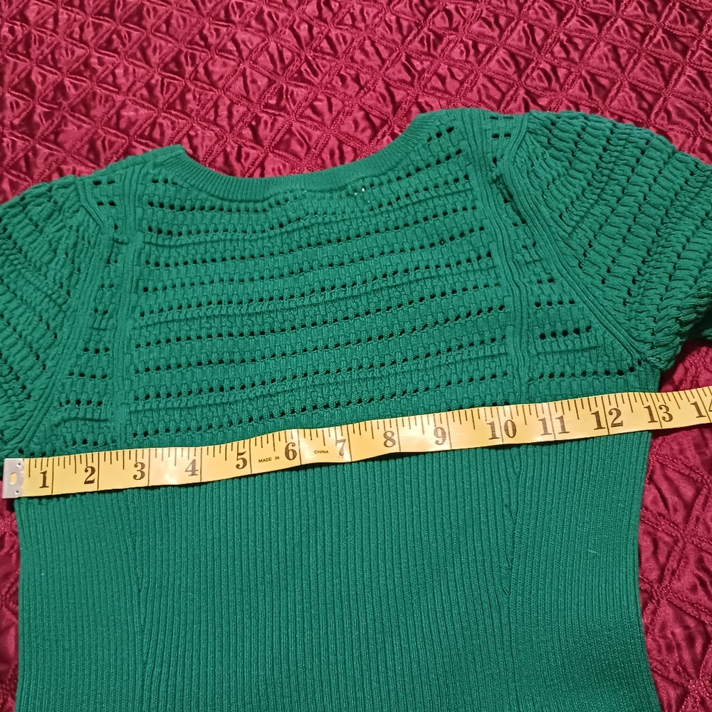 Anthropologie Maeve Knit Dress Women Smerald Green SzXS Ruffle Knit - Picture 7 of 13